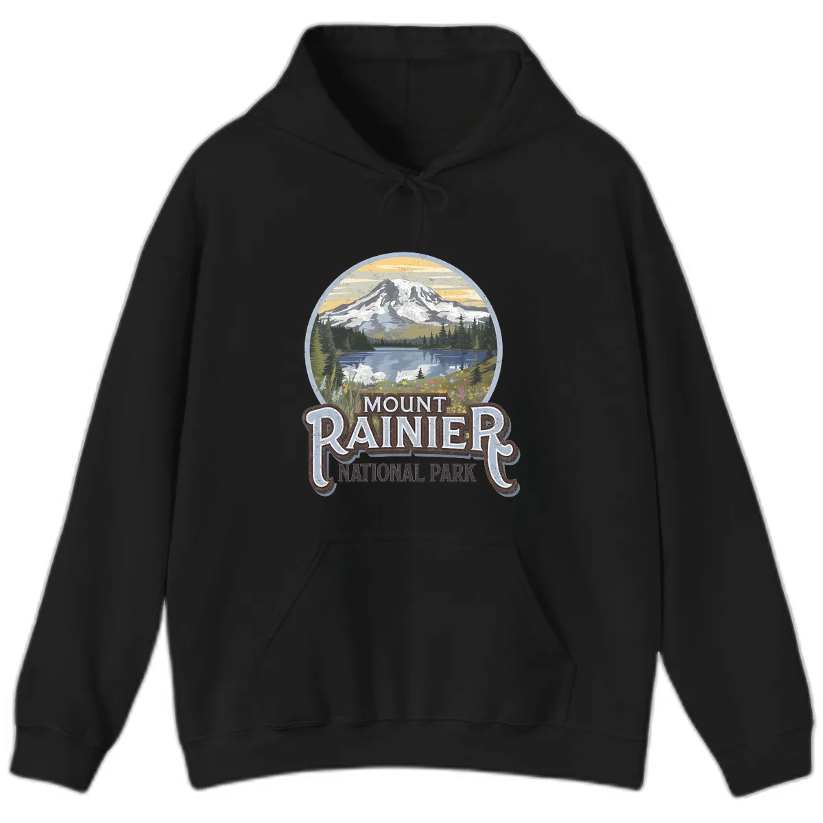 Mount Rainier National Park Hoodie in Black