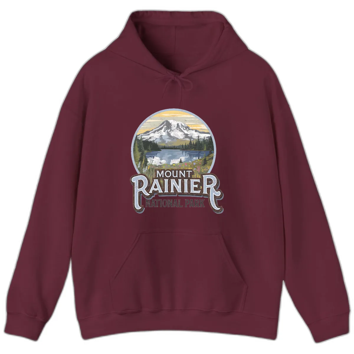 Mount Rainier National Park Hoodie in Maroon