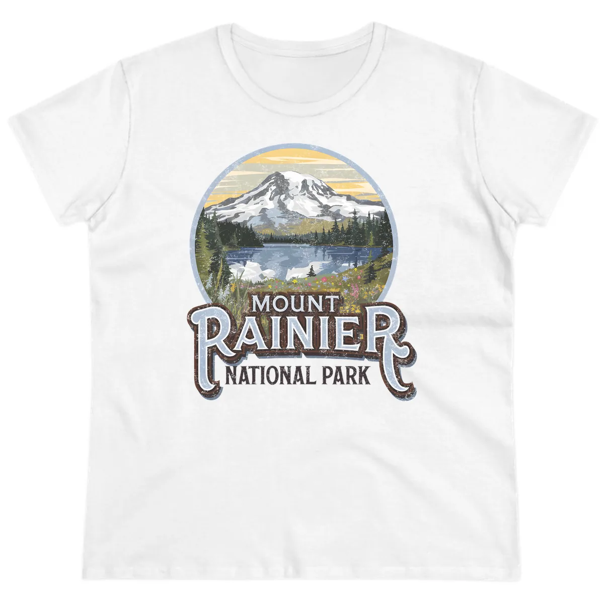 Mount Rainier National Park Ladies Tee in White