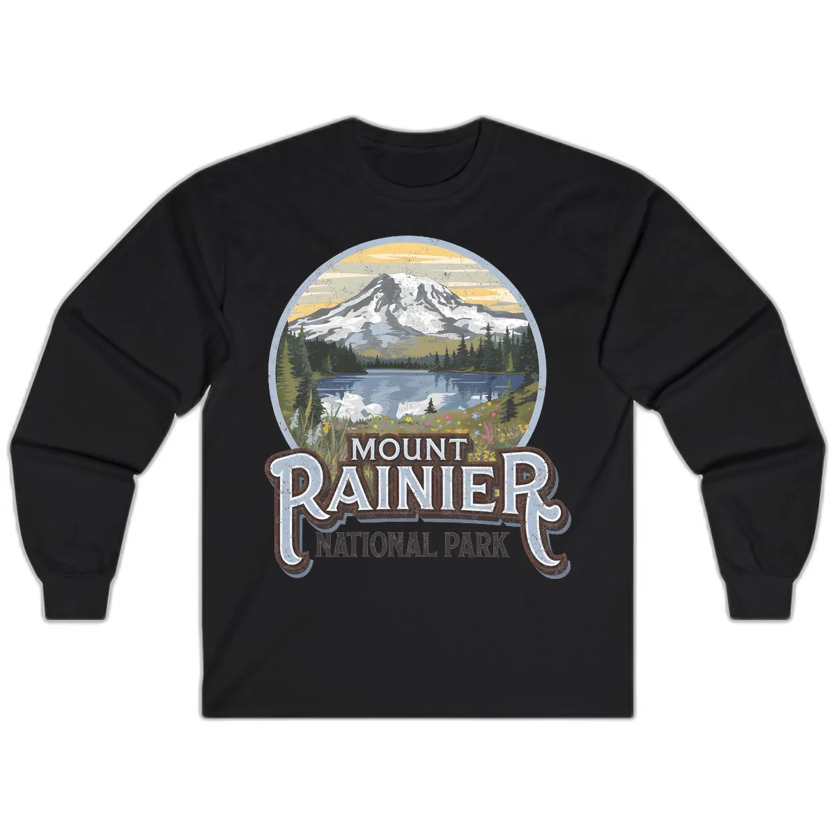 Mount Rainier National Park Long Sleeve in Black