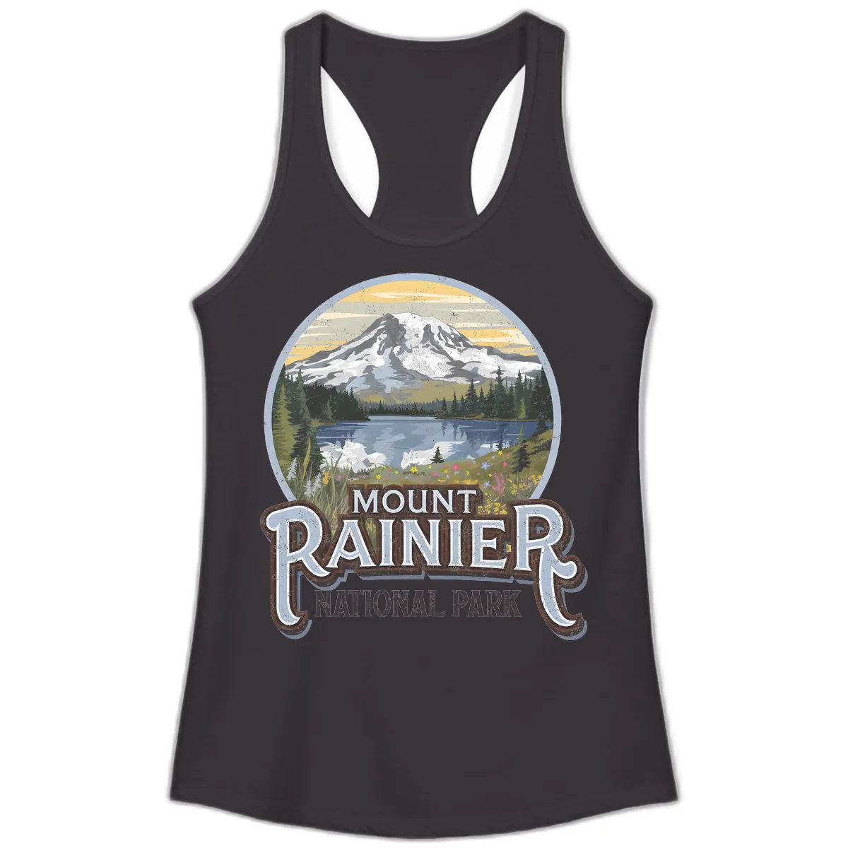 Mount Rainier National Park Ladies Tank in Black