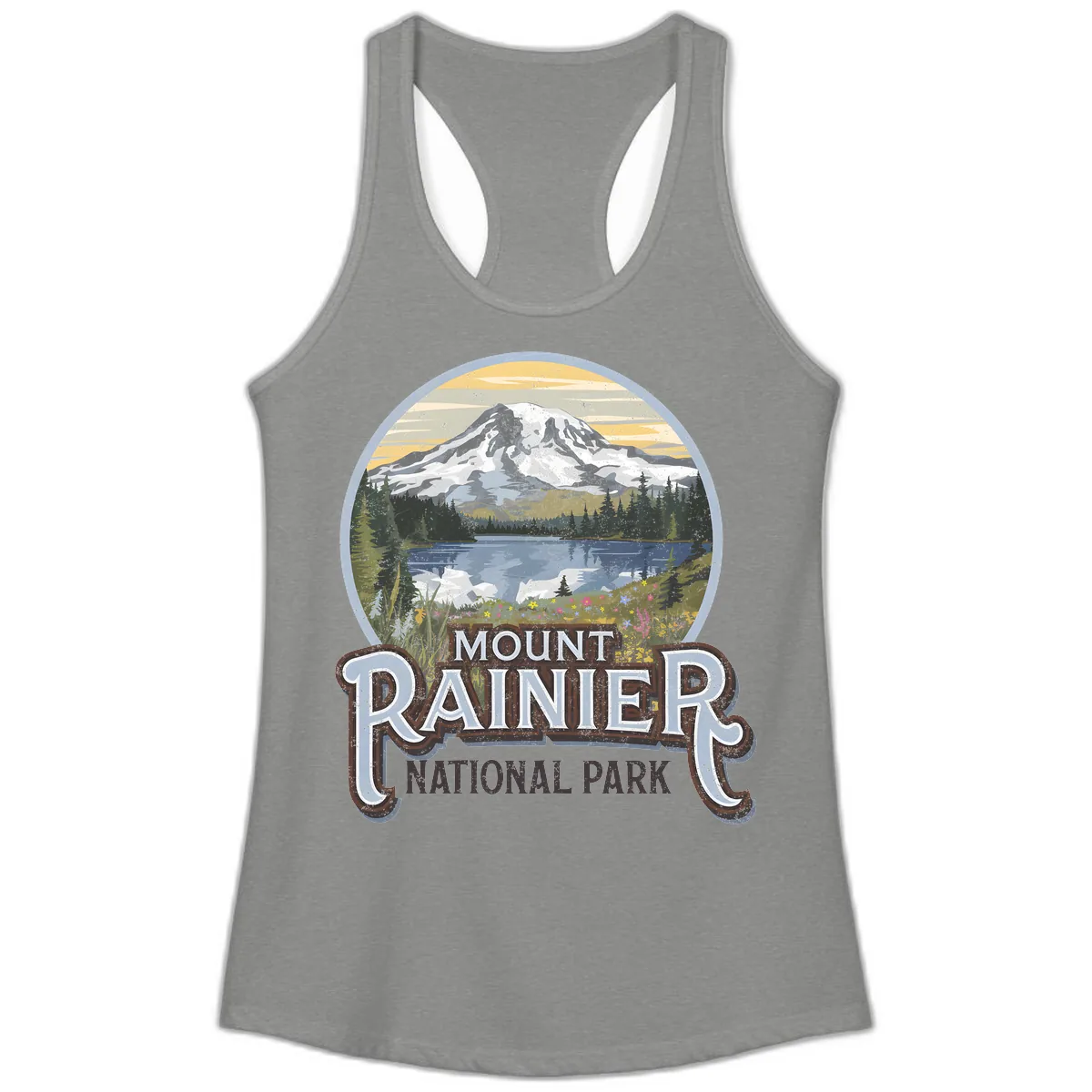 Mount Rainier National Park Ladies Tank in Heather Grey