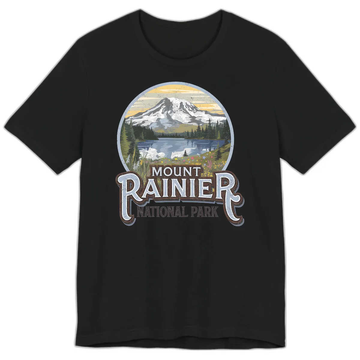 Mount Rainier National Park Premium T-Shirt in Black
