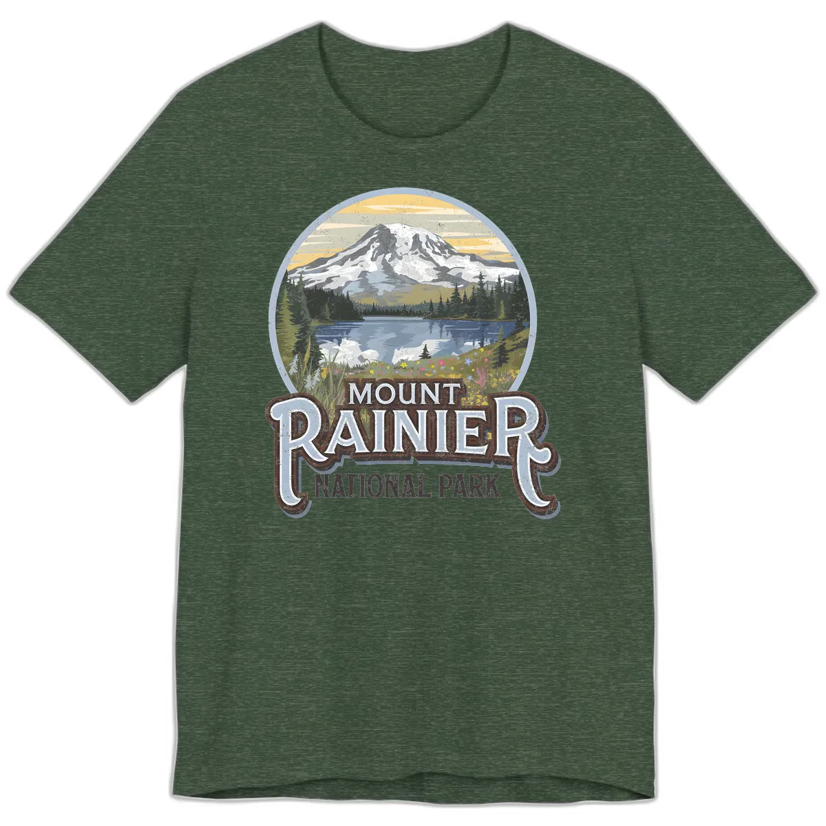Mount Rainier National Park Premium T-Shirt in Heather Forest