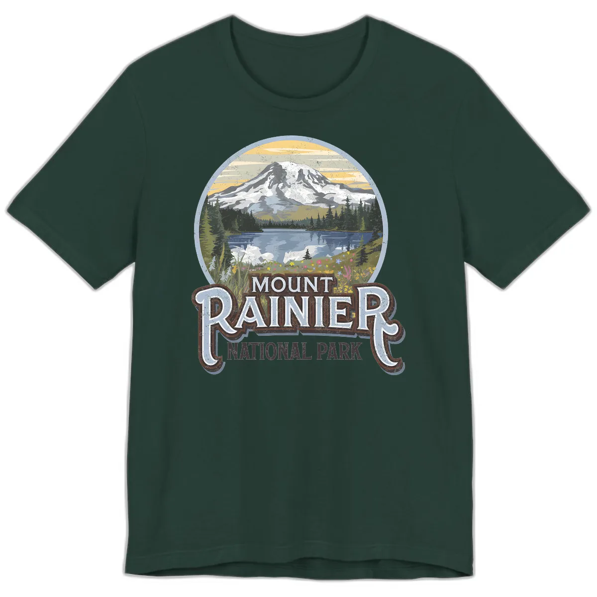 Mount Rainier National Park Premium T-Shirt in Forest