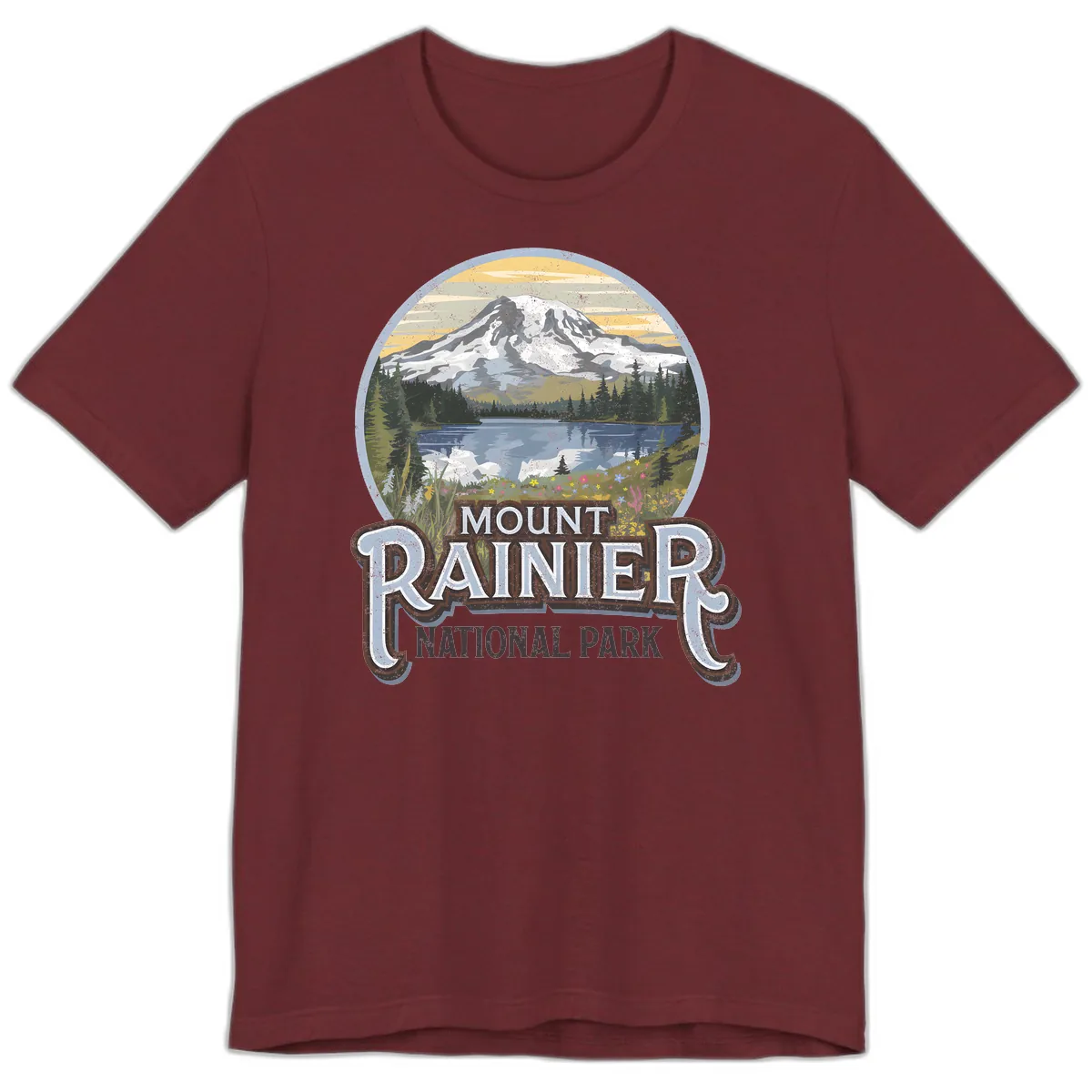Mount Rainier National Park Premium T-Shirt in Heather Cardinal
