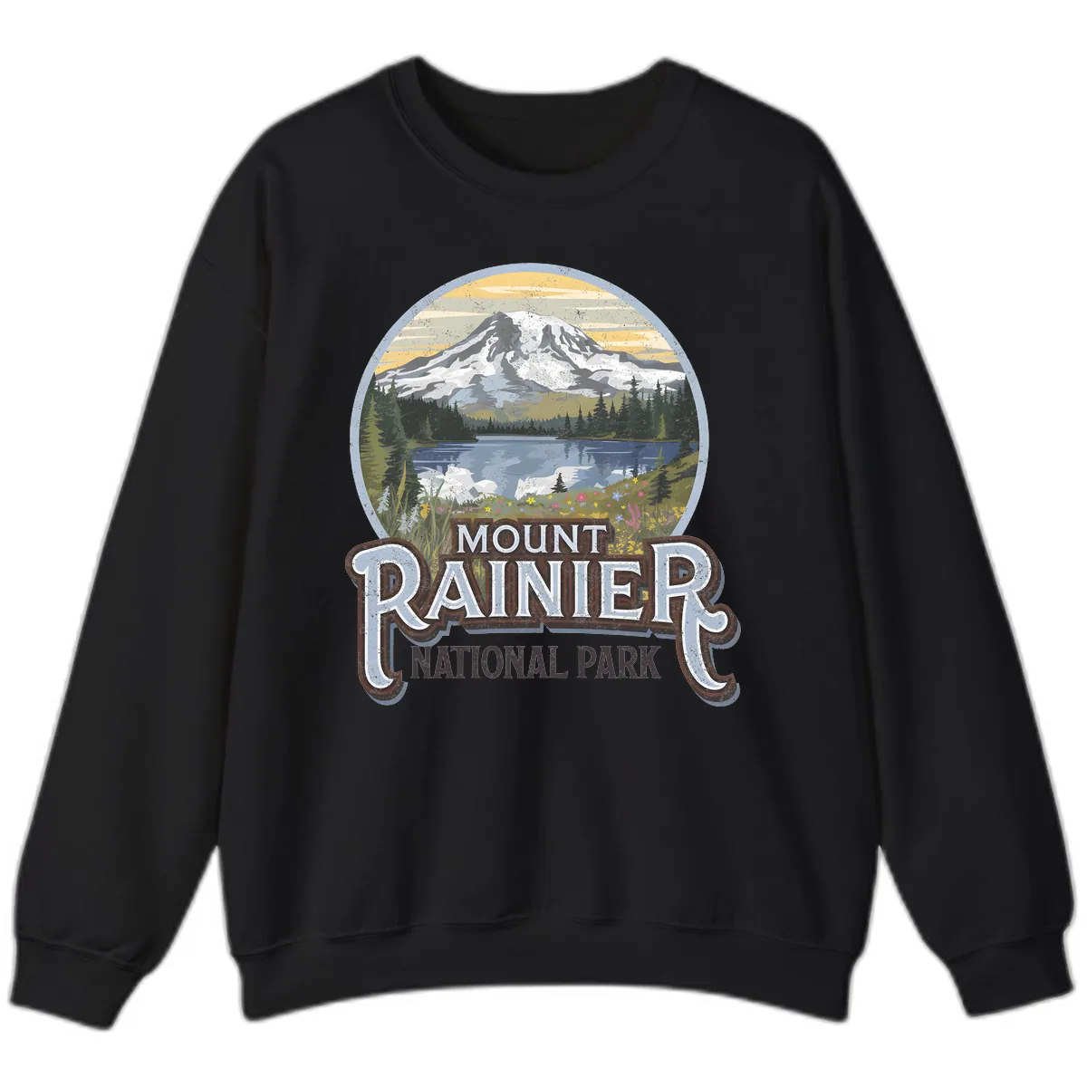 Mount Rainier National Park Sweatshirt in Black
