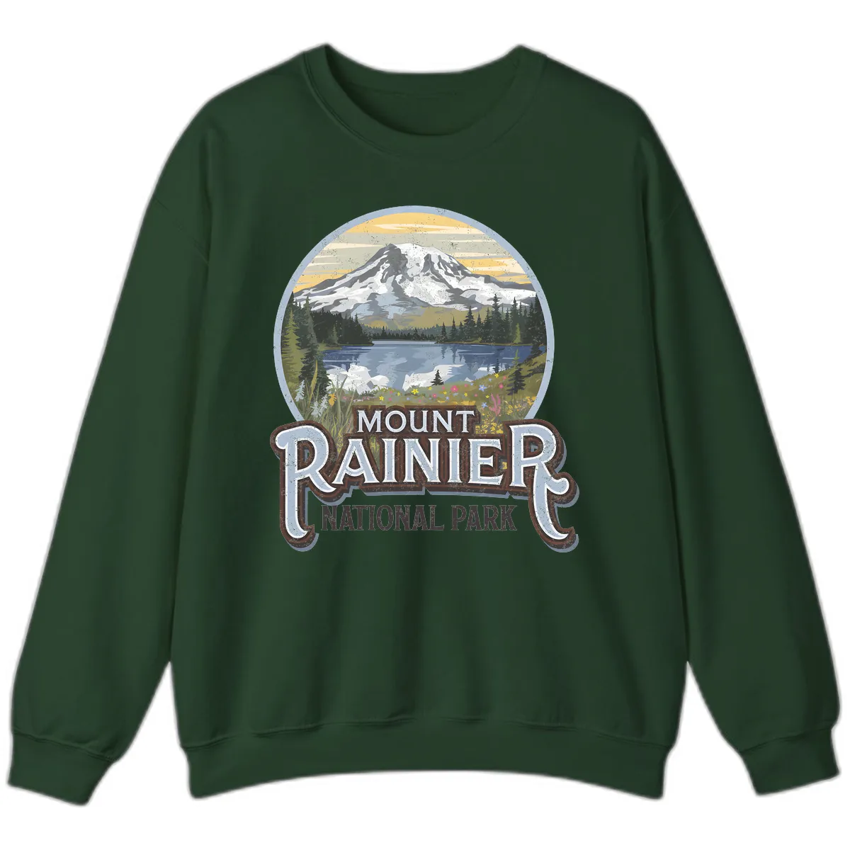 Mount Rainier National Park Sweatshirt in Forest Green