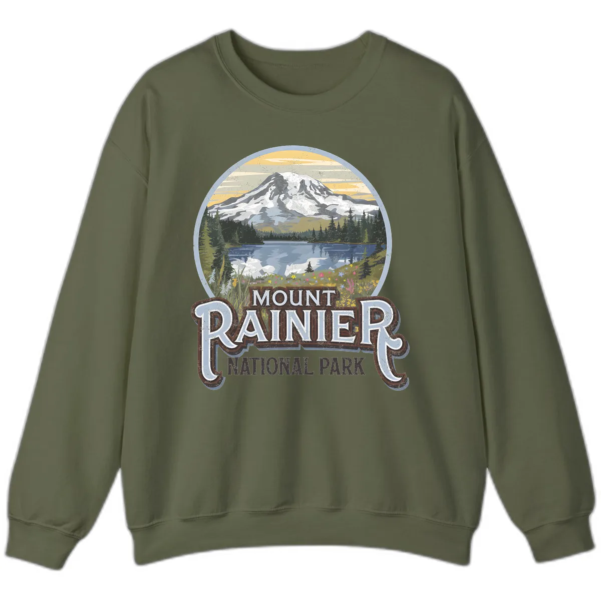 Mount Rainier National Park Sweatshirt in Military Green