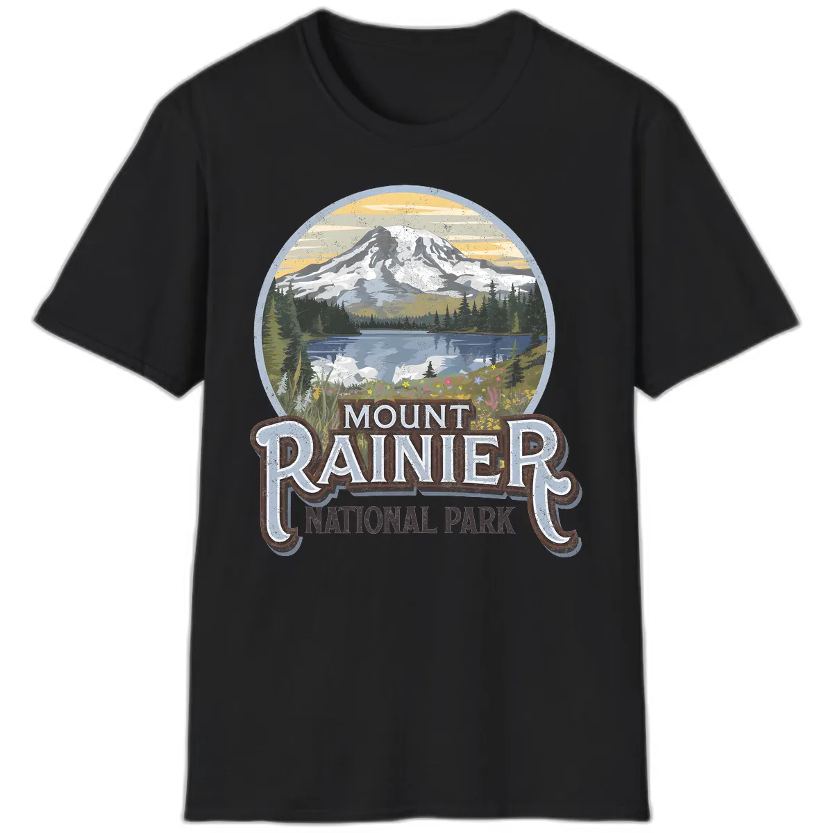 Mount Rainier National Park T-Shirt in Black