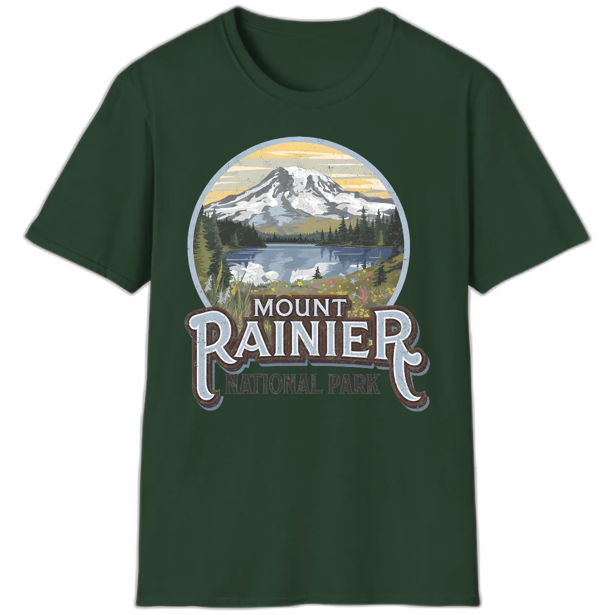 Mount Rainier National Park T-Shirt in Forest Green