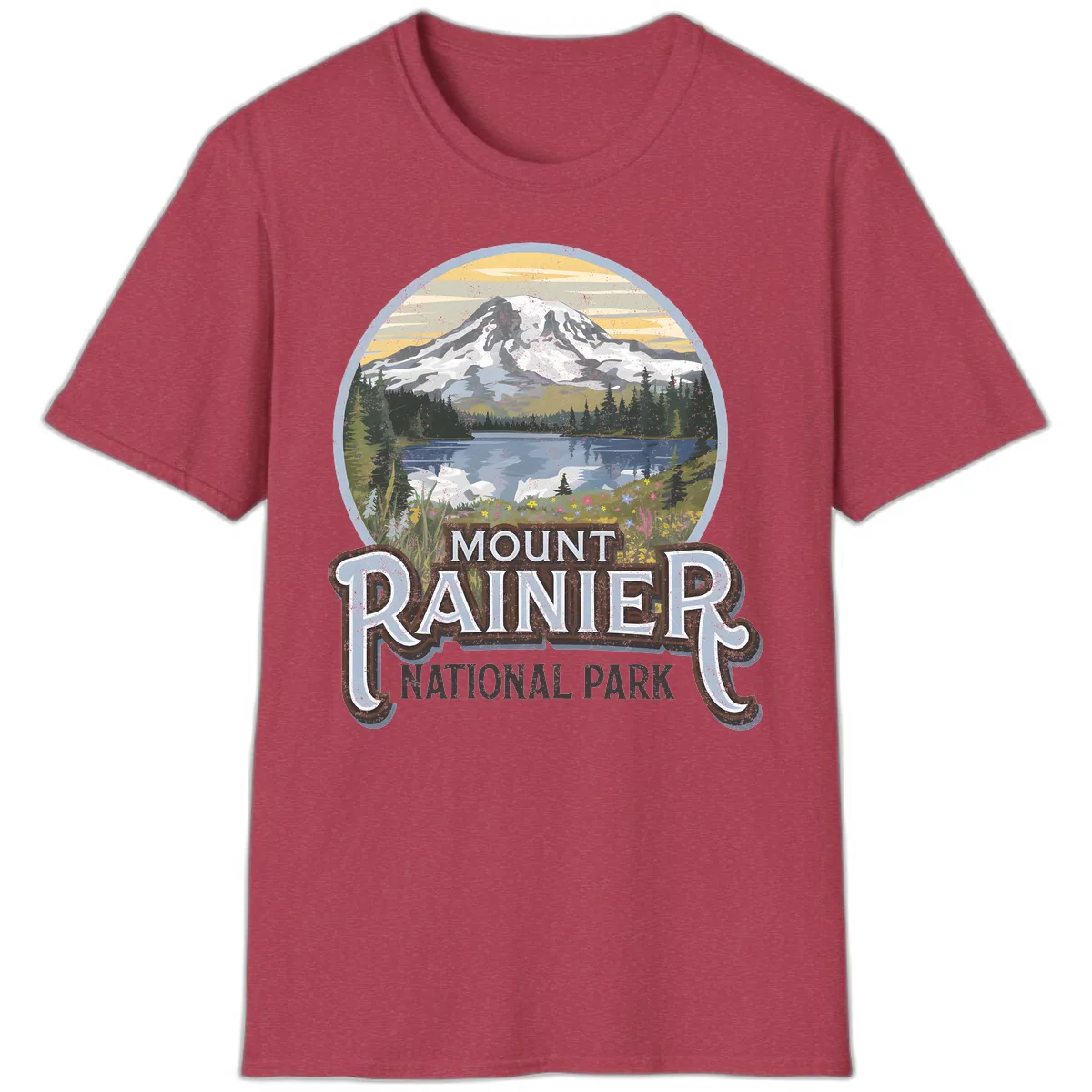 Mount Rainier National Park T-Shirt in Heather Cardinal