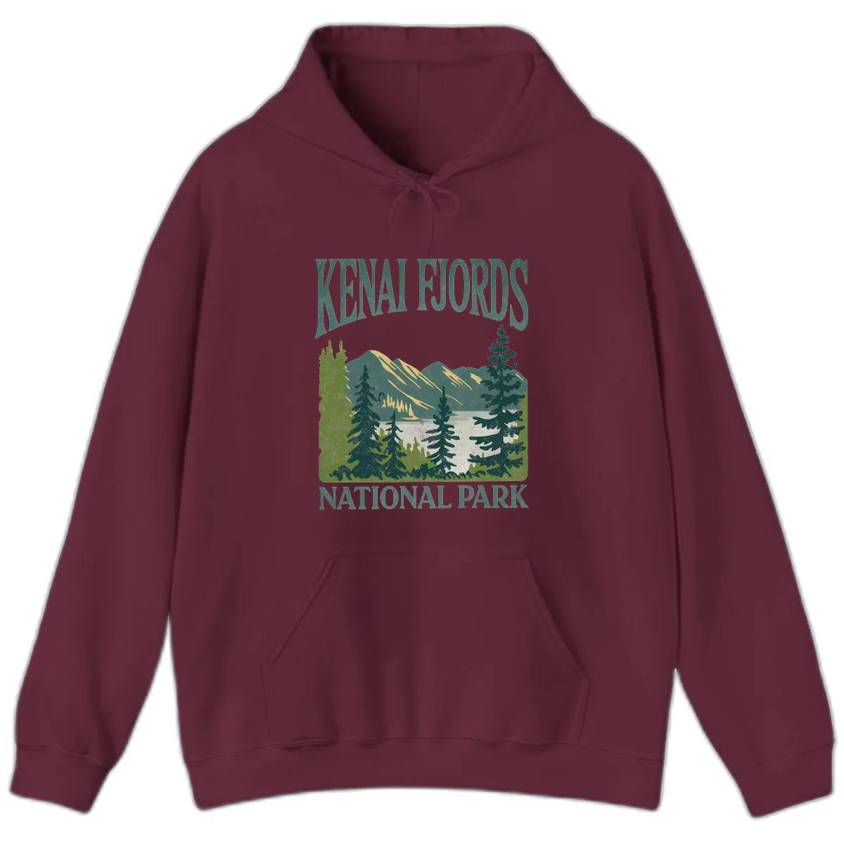 Kenai Fjords National Park Hoodie in Maroon