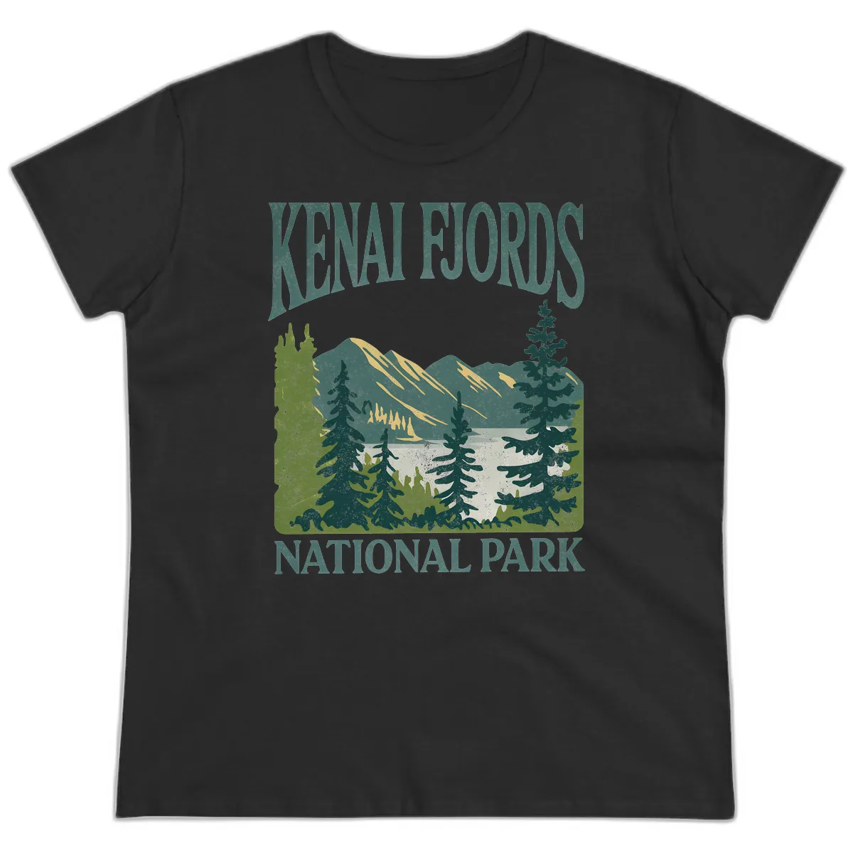 Kenai Fjords National Park Ladies Tee in Black