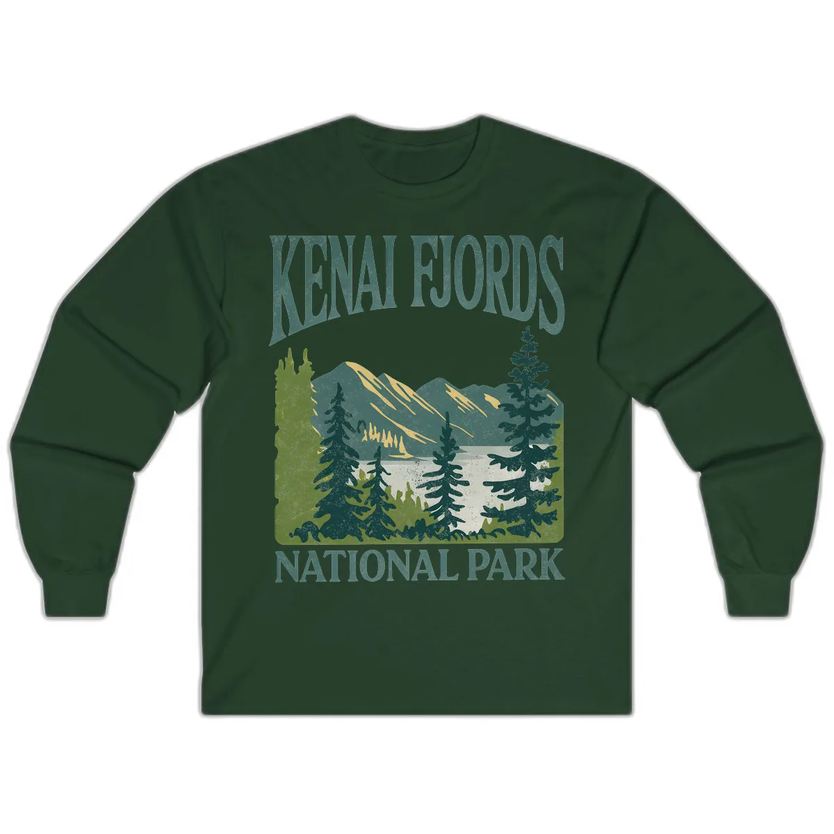 Kenai Fjords National Park Long Sleeve in Forest Green
