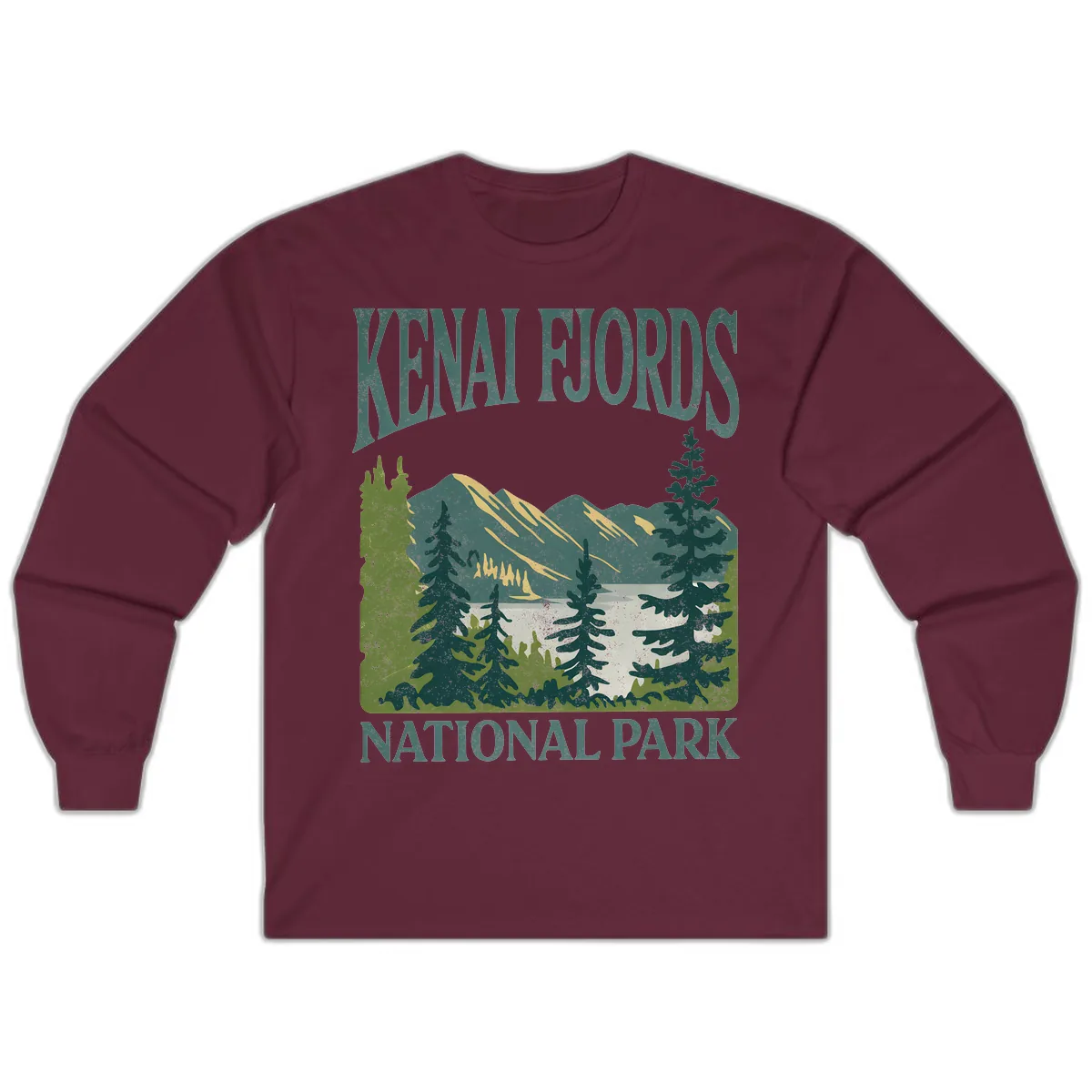 Kenai Fjords National Park Long Sleeve in Maroon