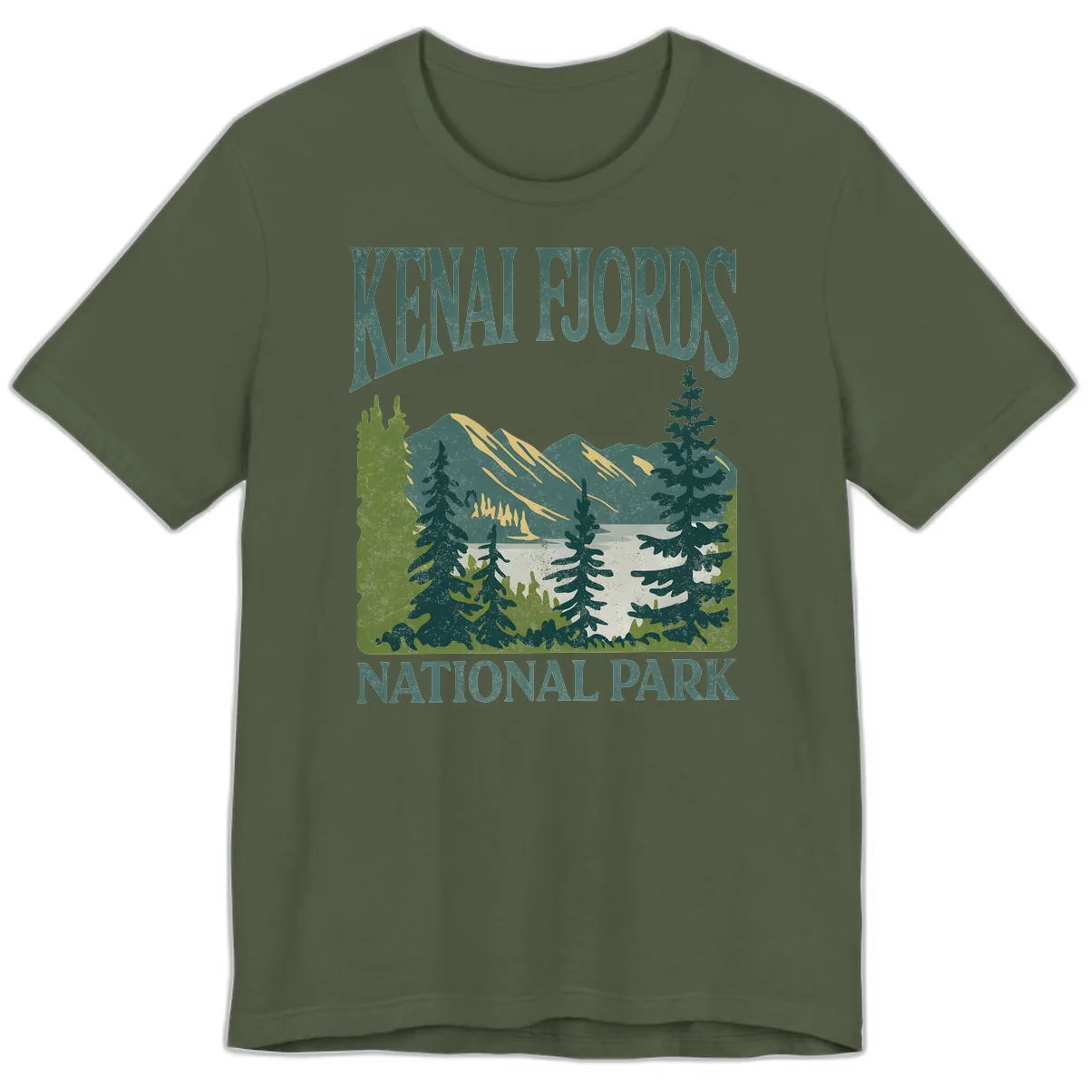 Kenai Fjords National Park Premium T-Shirt in Military Green