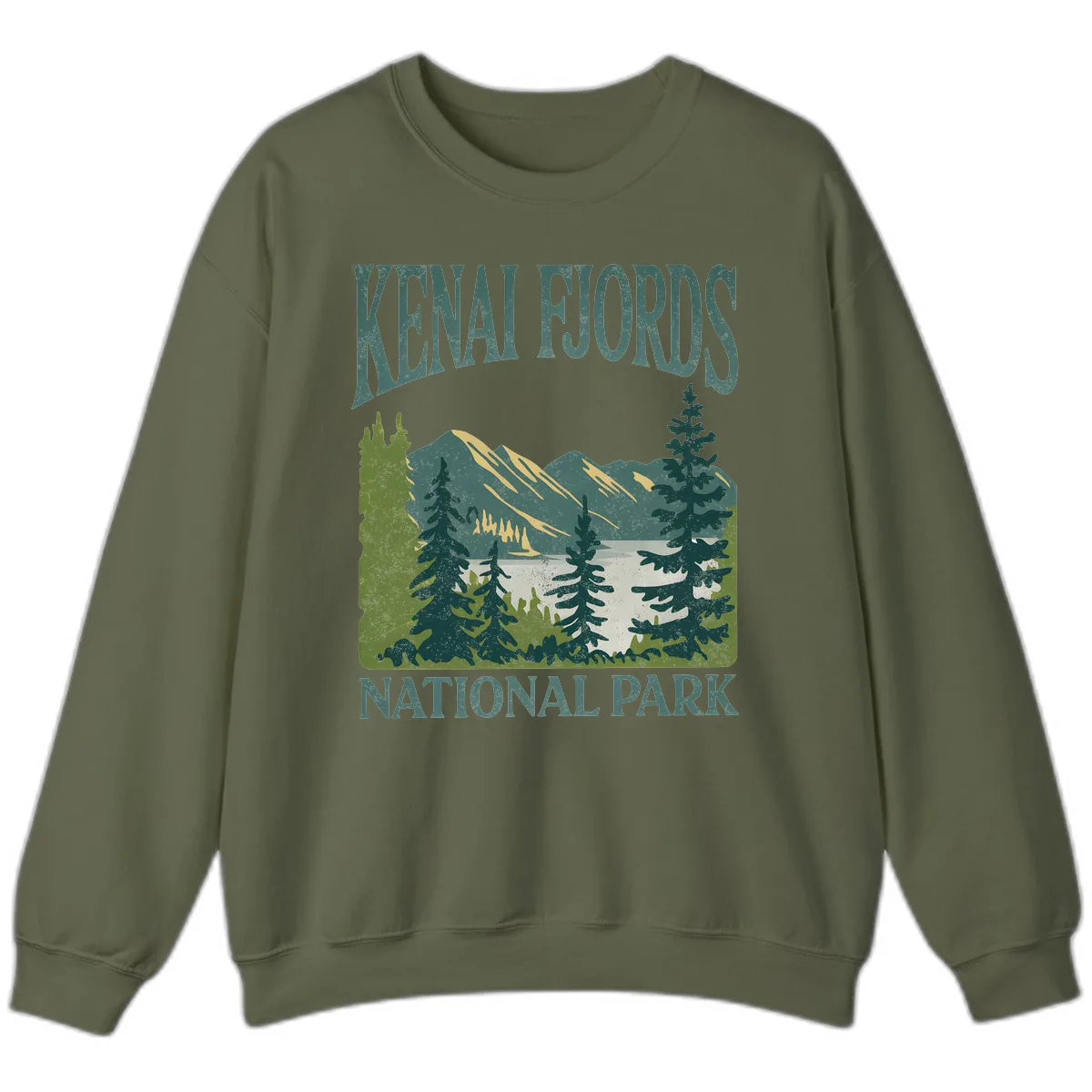 Kenai Fjords National Park Sweatshirt in Military Green