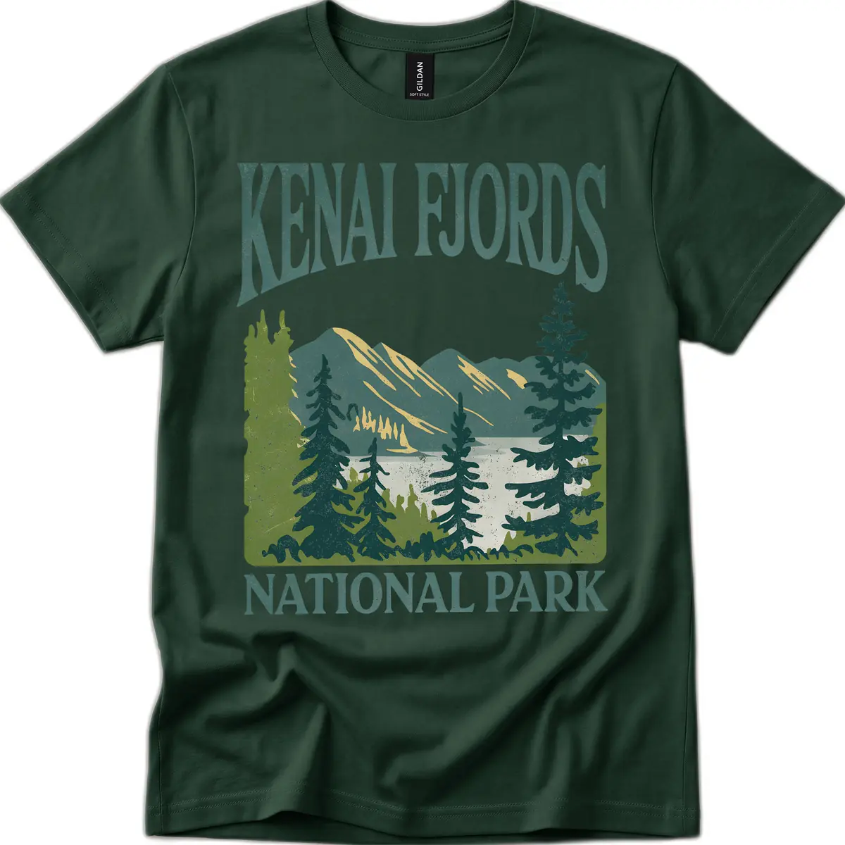Kenai Fjords National Park T-Shirt in Forest Green