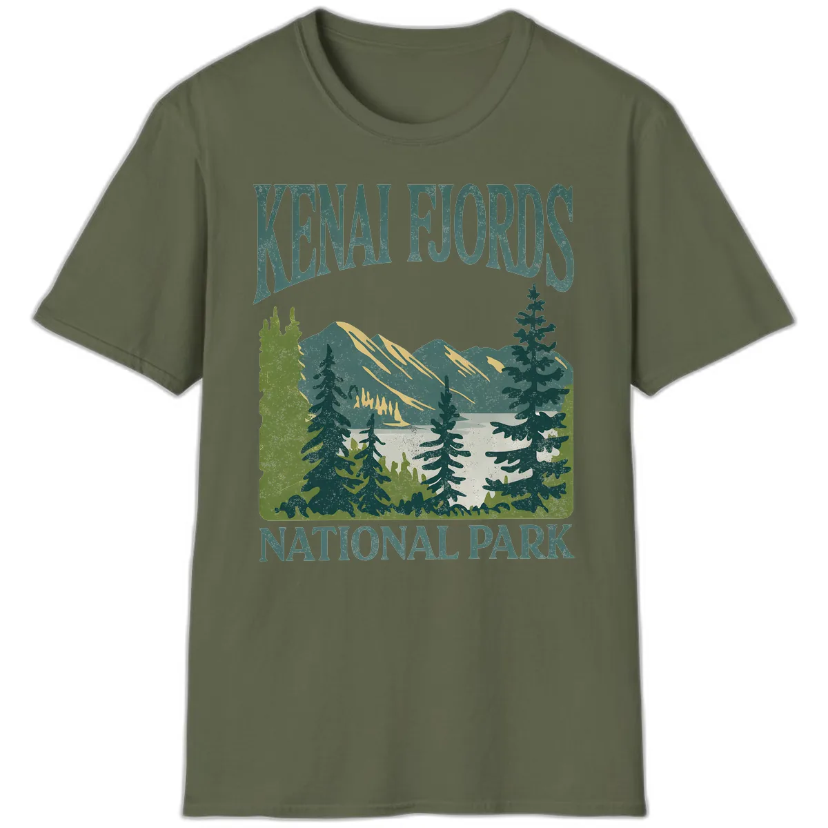 Kenai Fjords National Park T-Shirt in Military Green