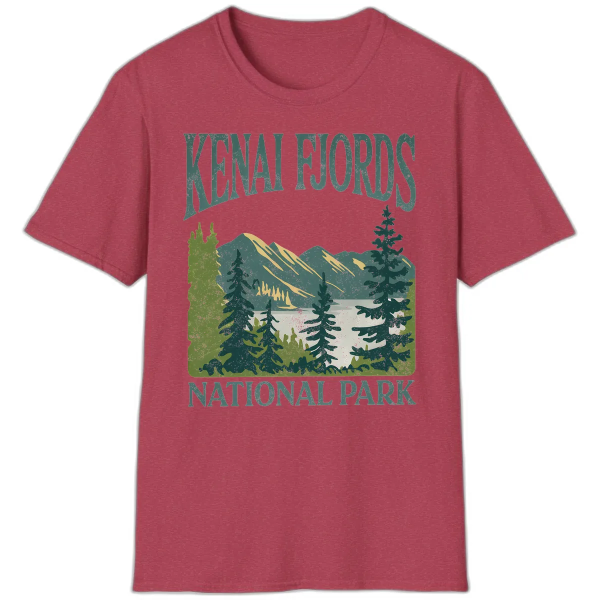 Kenai Fjords National Park T-Shirt in Heather Cardinal
