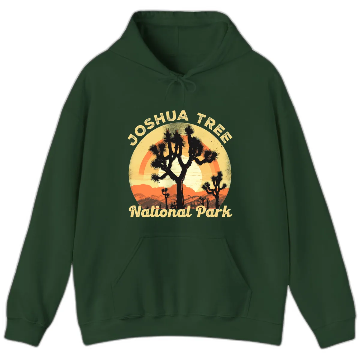 Joshua Tree National Park Desert Sunset Hoodie in Forest Green