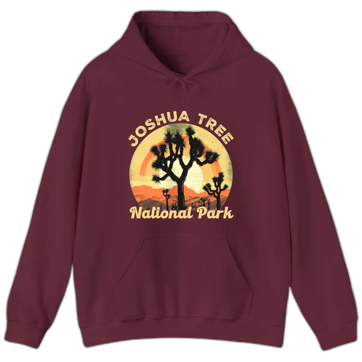 Joshua Tree National Park Desert Sunset Hoodie in Maroon