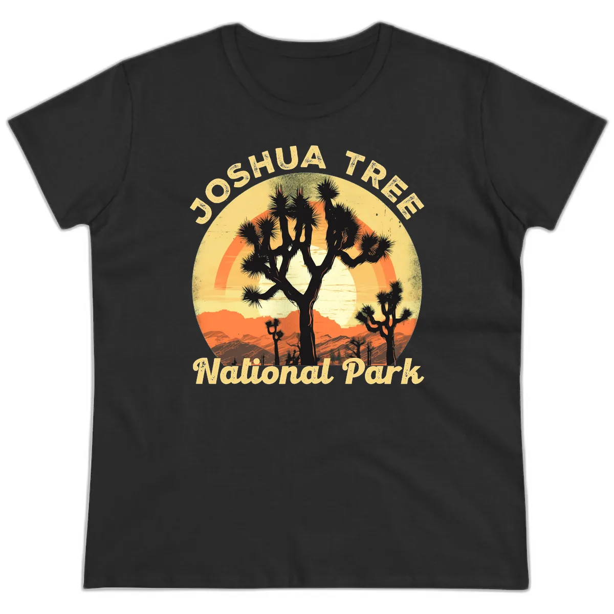 Joshua Tree National Park Desert Sunset Ladies Tee in Black