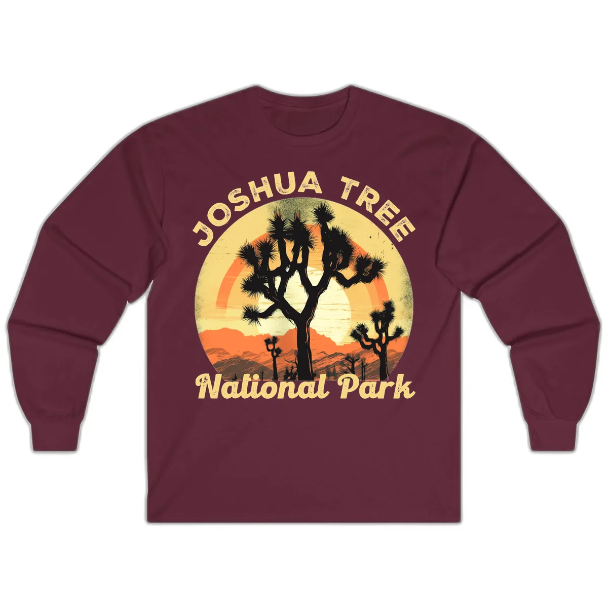 Joshua Tree National Park Desert Sunset Long Sleeve in Maroon