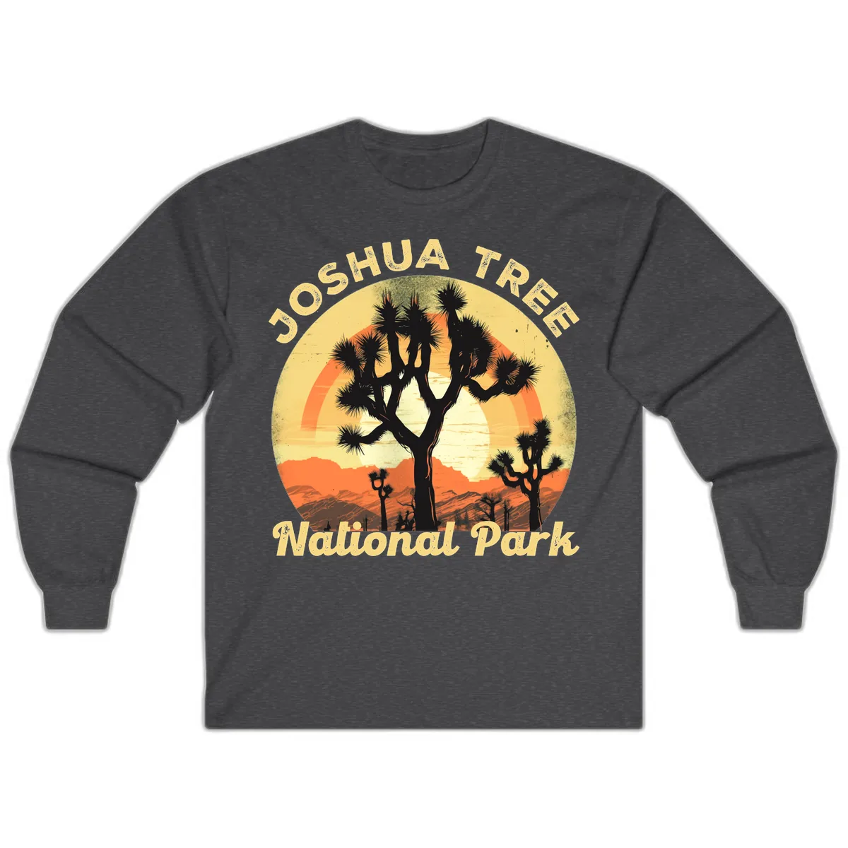 Joshua Tree National Park Desert Sunset Long Sleeve in Dark Heather
