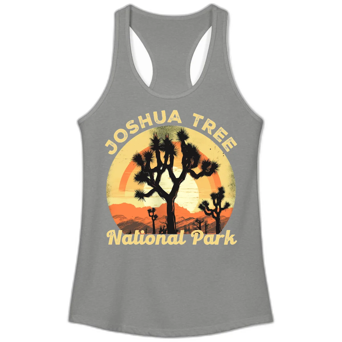 Joshua Tree National Park Desert Sunset Ladies Tank in Heather Grey