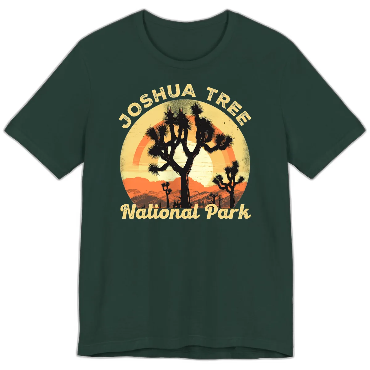 Joshua Tree National Park Desert Sunset Premium T-Shirt in Forest