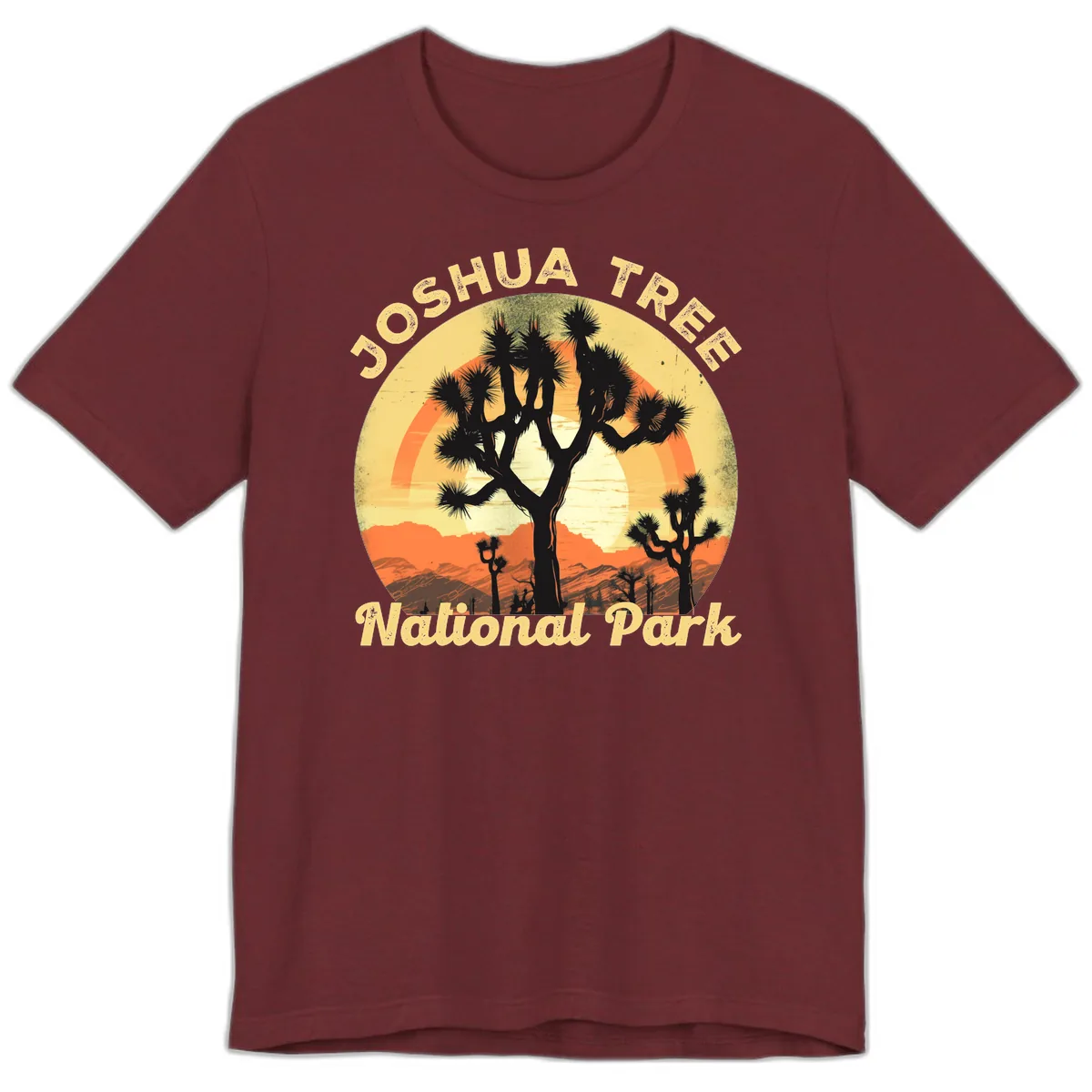 Joshua Tree National Park Desert Sunset Premium T-Shirt in Heather Cardinal