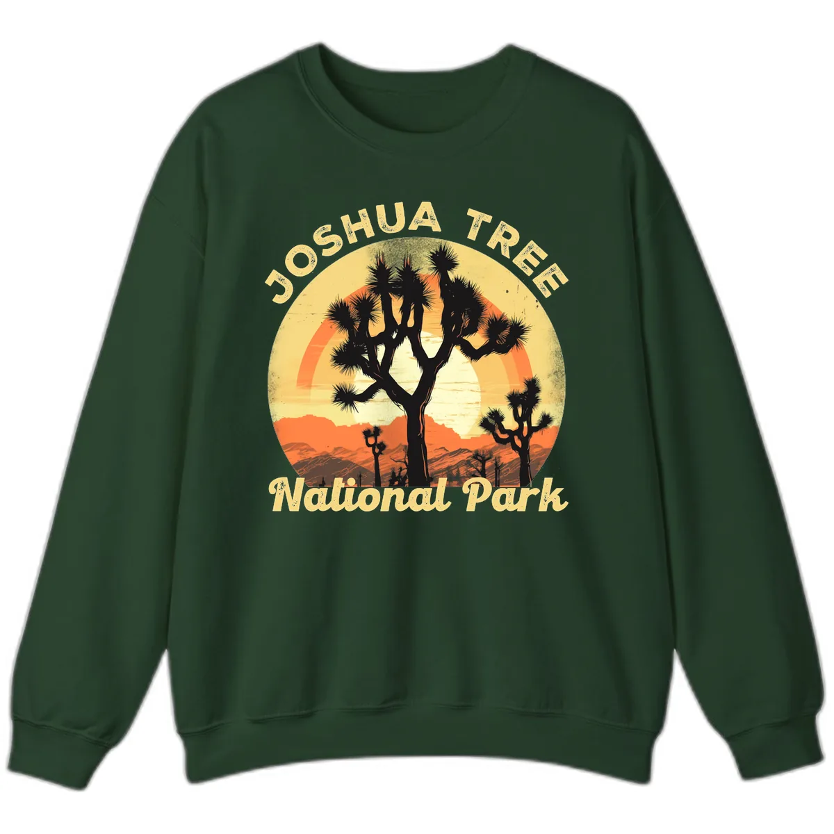 Joshua Tree National Park Desert Sunset Sweatshirt in Forest Green