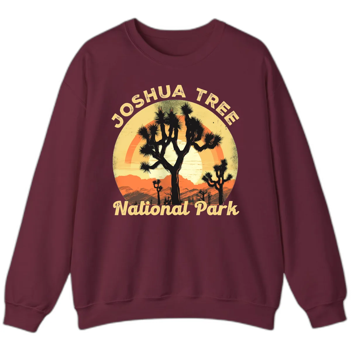 Joshua Tree National Park Desert Sunset Sweatshirt in Maroon