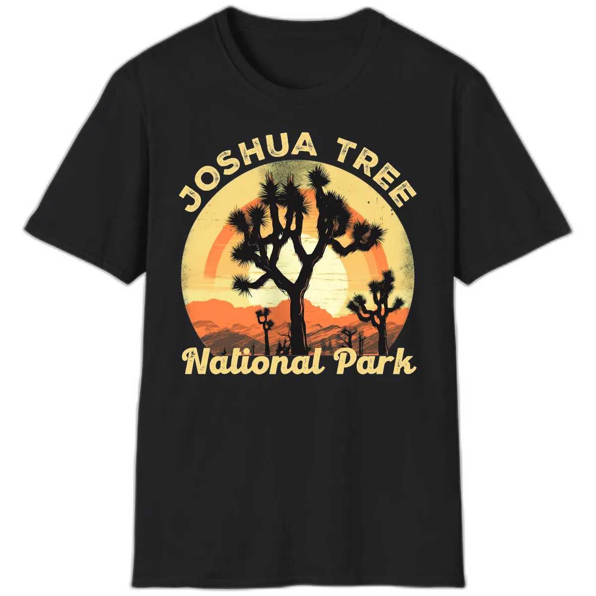 Joshua Tree National Park Desert Sunset T-Shirt in Black