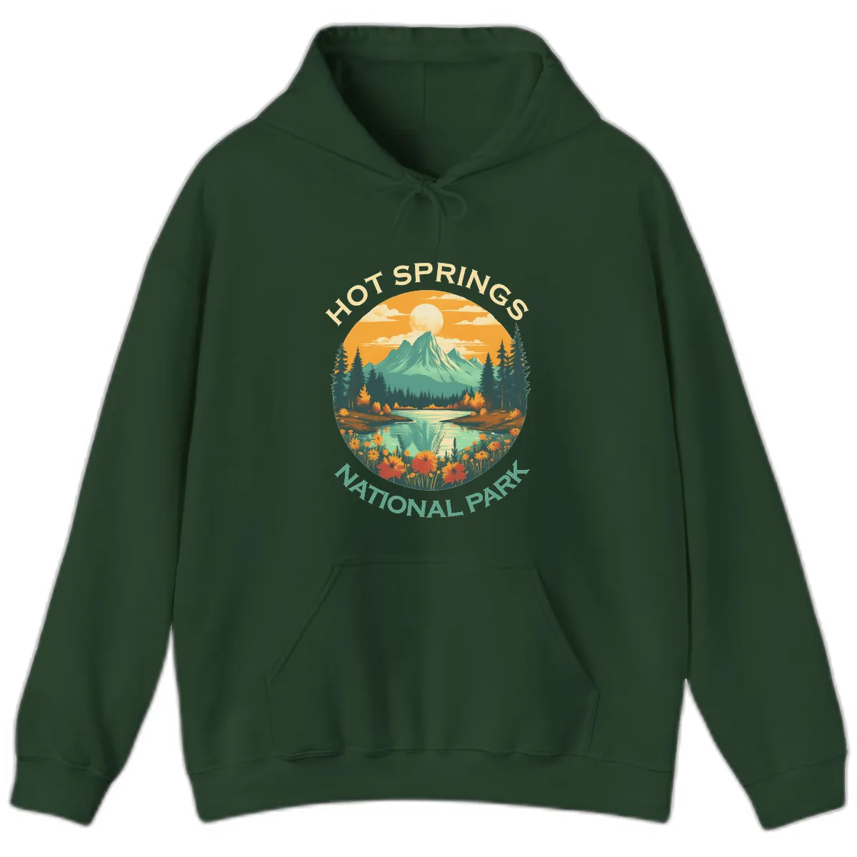 Hot Springs National Park Mountain Vista Hoodie in Forest Green
