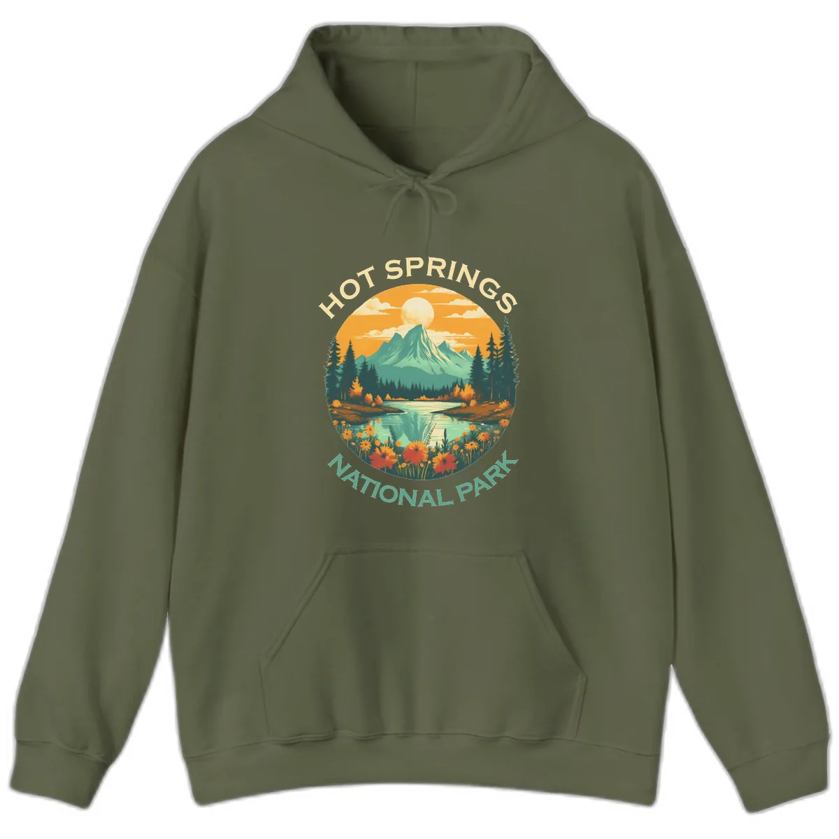 Hot Springs National Park Mountain Vista Hoodie in Military Green
