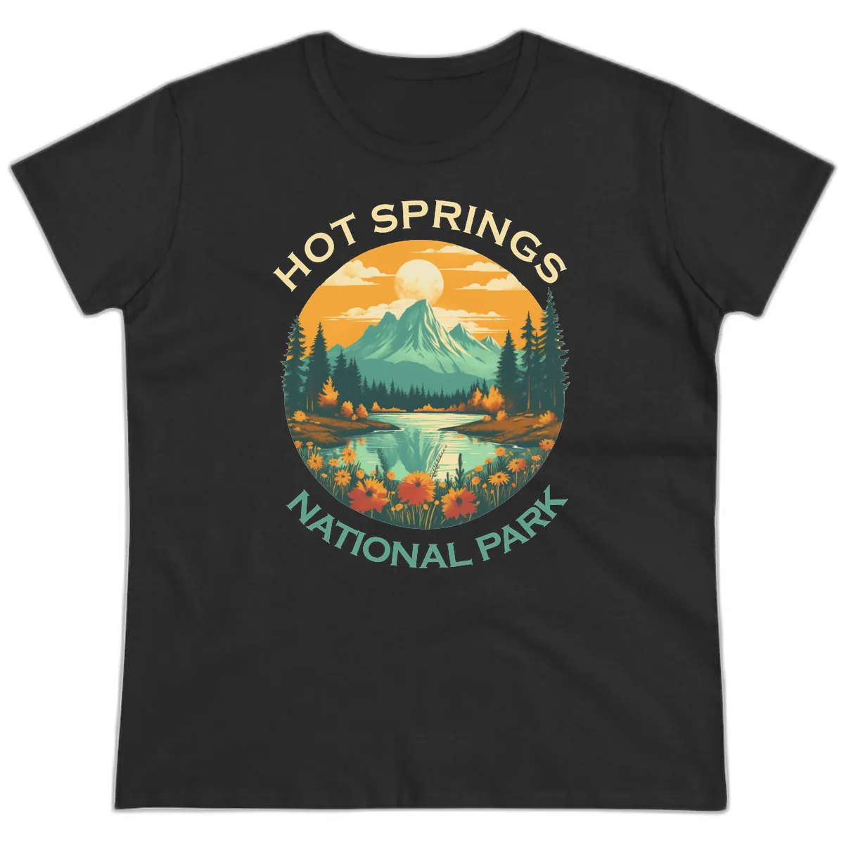 Hot Springs National Park Mountain Vista Ladies Tee in Black