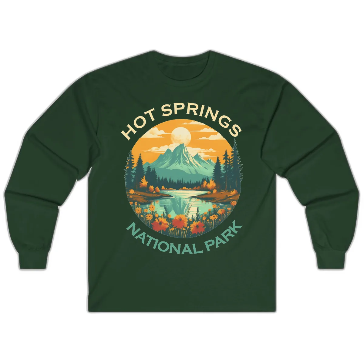 Hot Springs National Park Mountain Vista Long Sleeve in Forest Green