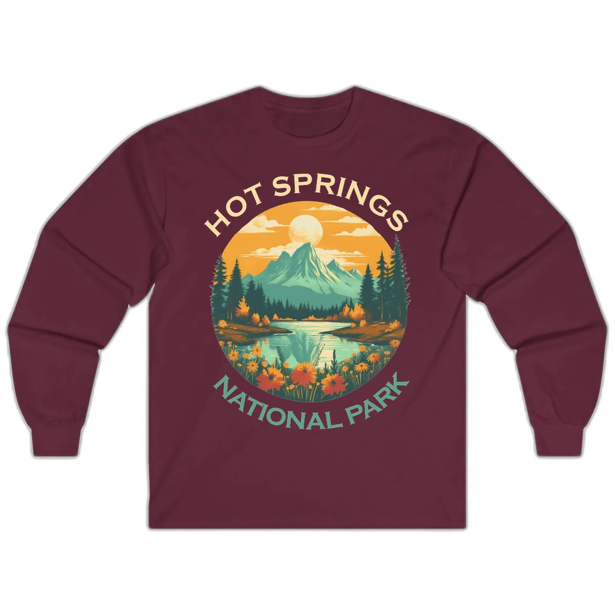 Hot Springs National Park Mountain Vista Long Sleeve in Maroon