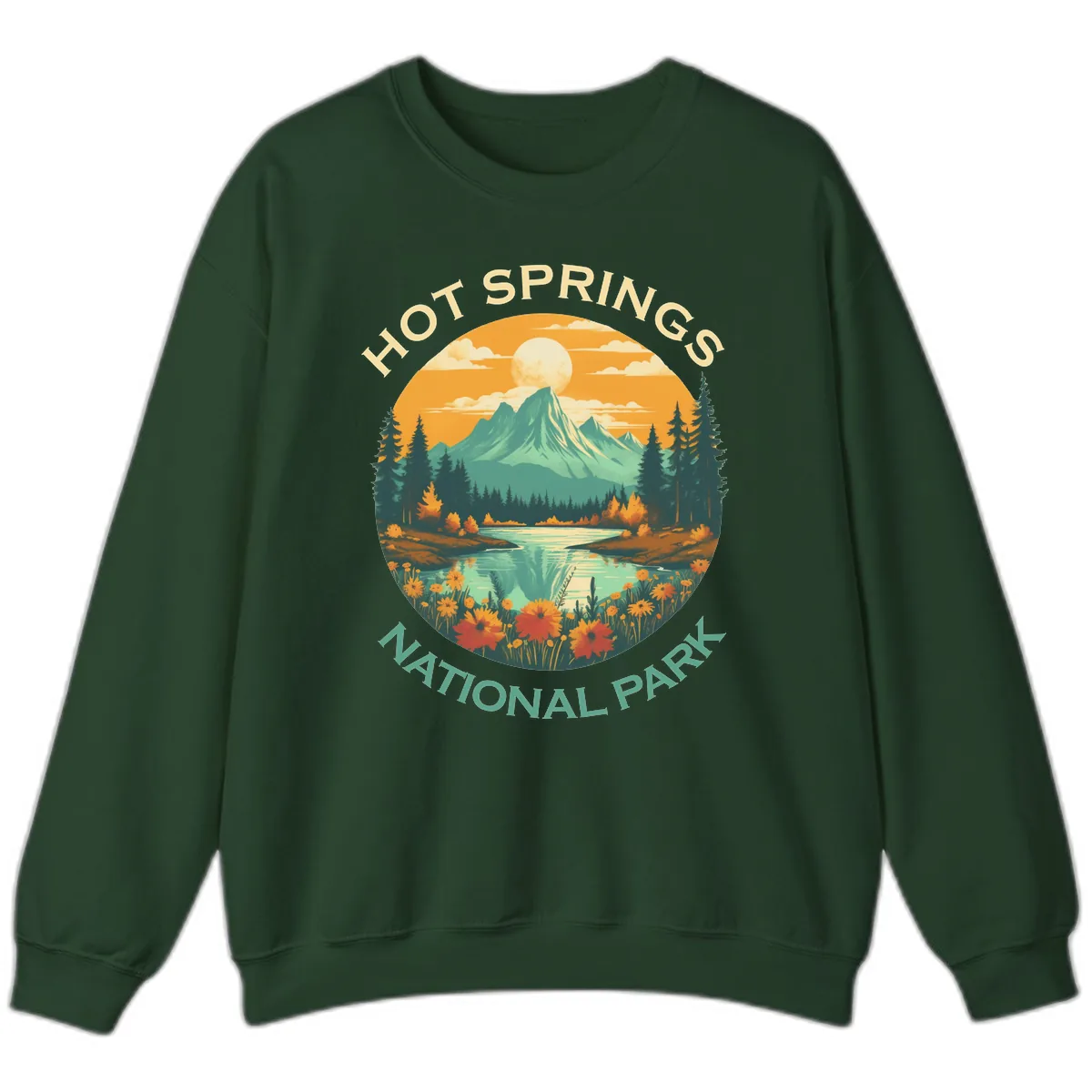 Hot Springs National Park Mountain Vista Sweatshirt in Forest Green
