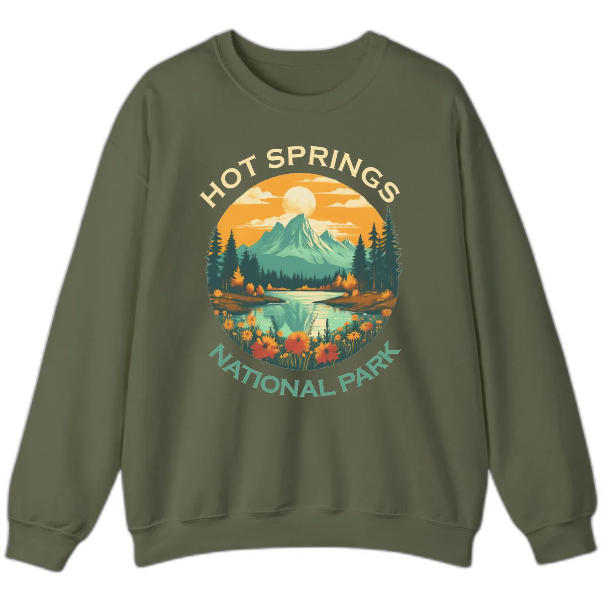 Hot Springs National Park Mountain Vista Sweatshirt in Military Green