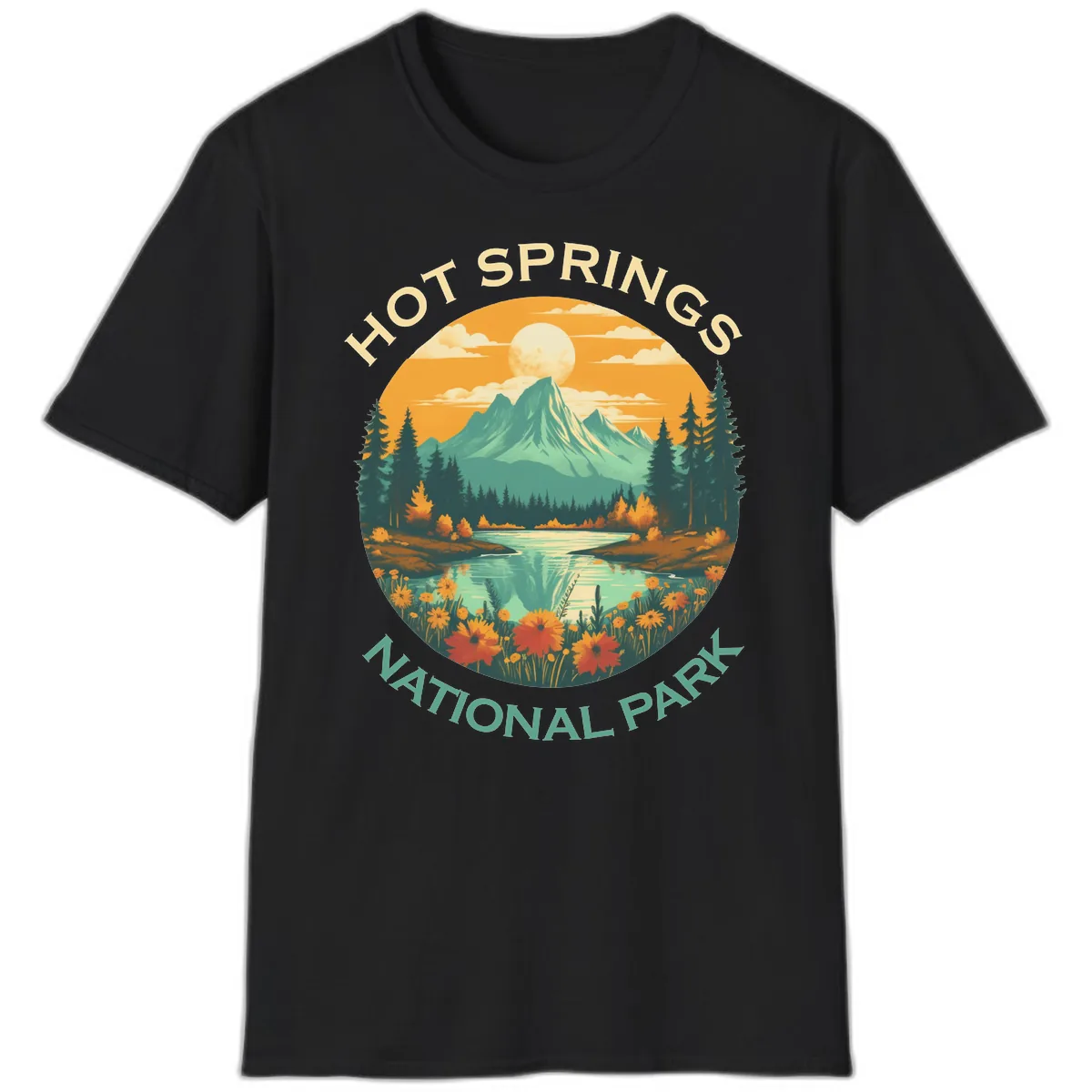 Hot Springs National Park Mountain Vista T-Shirt in Black