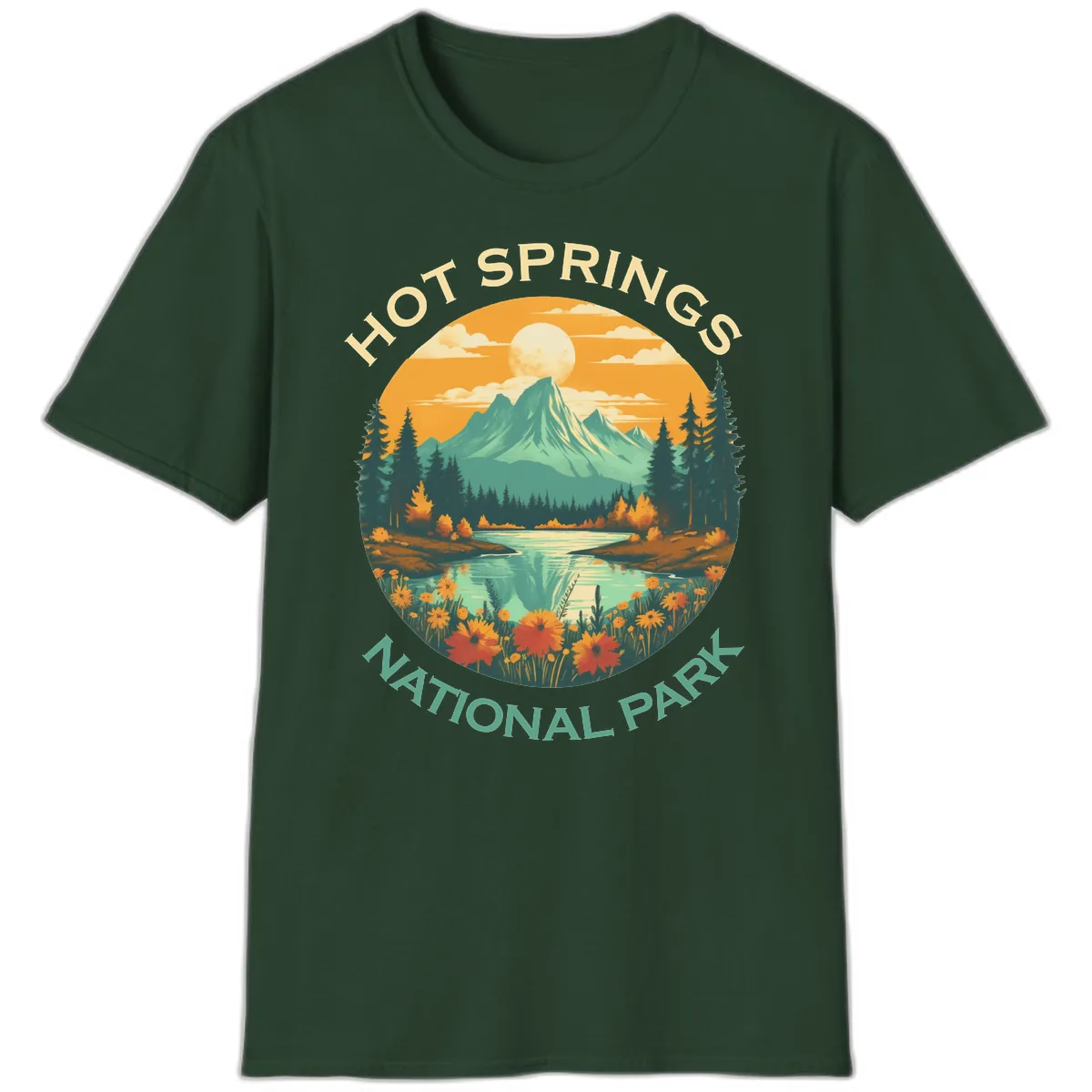 Hot Springs National Park Mountain Vista T-Shirt in Forest Green