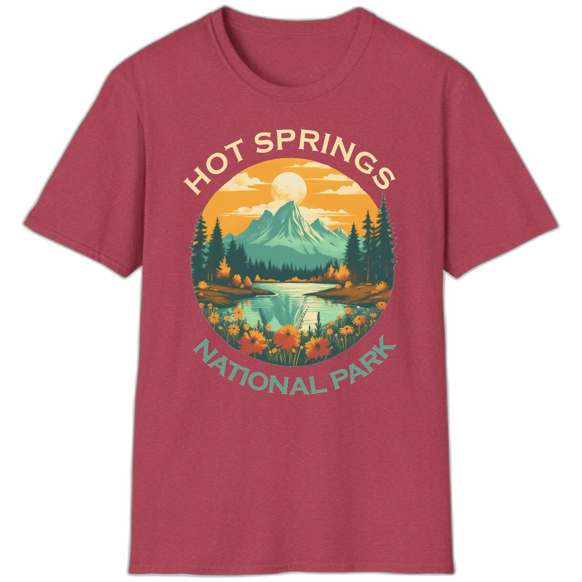Hot Springs National Park Mountain Vista T-Shirt in Heather Cardinal