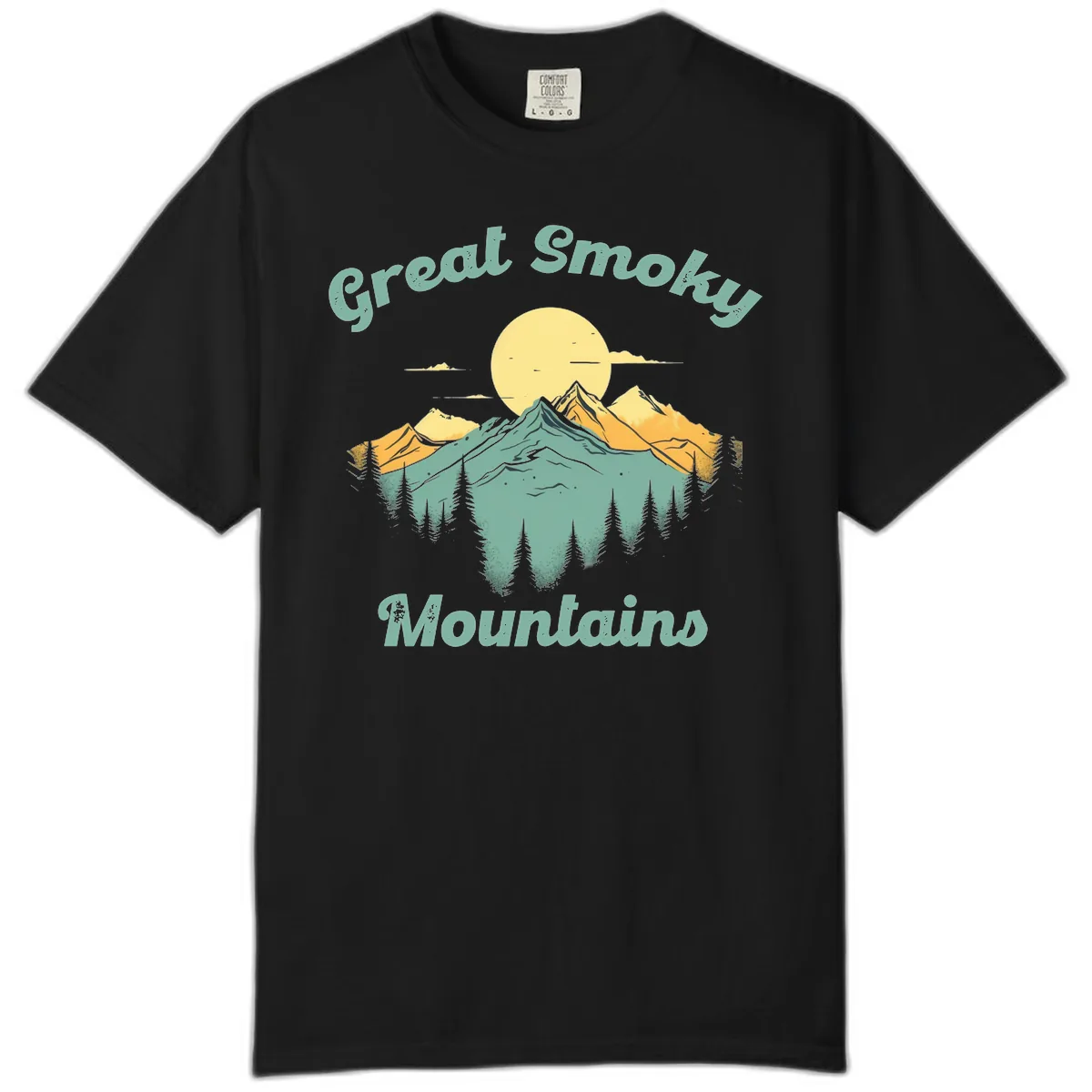 Great Smoky Mountains Sunset Comfort Color in Black