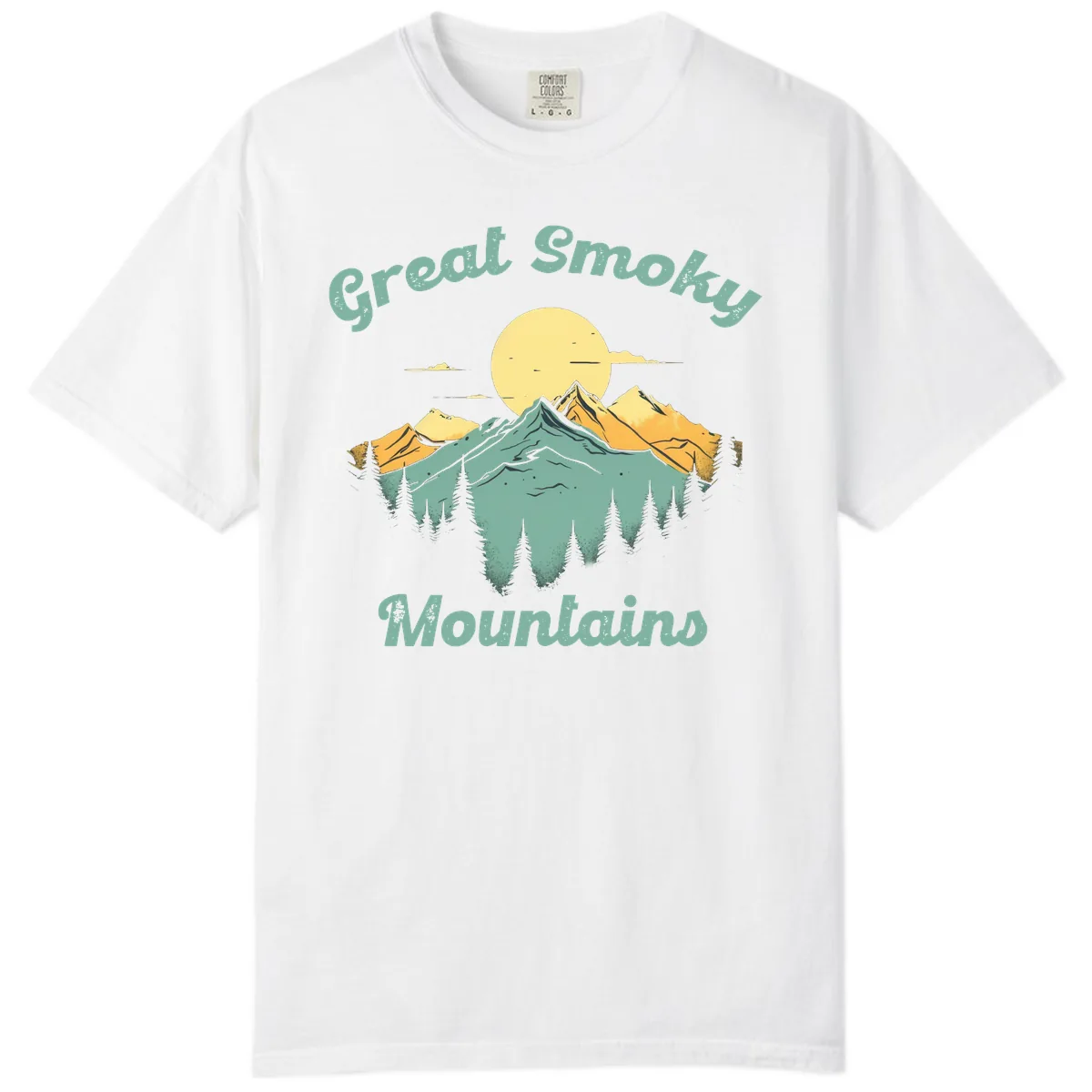 Great Smoky Mountains Sunset Comfort Color in White