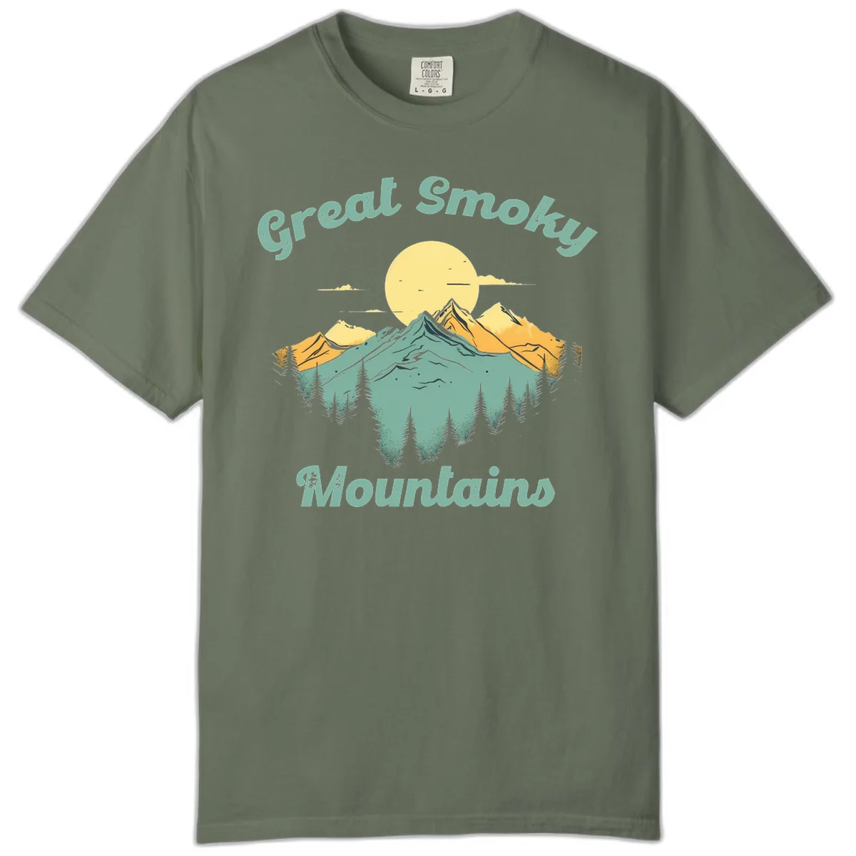 Great Smoky Mountains Sunset Comfort Color in Moss