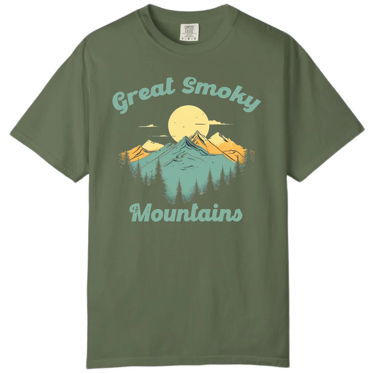 Great Smoky Mountains Sunset Comfort Color in Sage